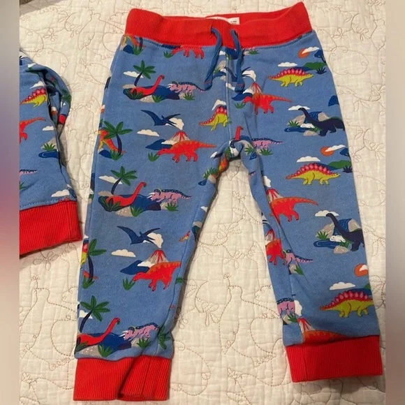 Mini Boden Baby Boden Boys Blue Dinosaur Joggers and Sweater With Red Trim - Picture 4 of 7